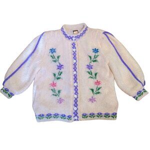 Vintage Mohair Jacket‎ Wool Knit Irish Cottagecore Dopamine Dressing Boho Floral